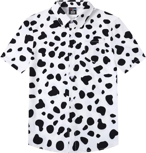 Image of COSLAND Boys' Animal Print Hawaiian Shirt Kids' Novelty Button Down Shirt, X-Small-Large