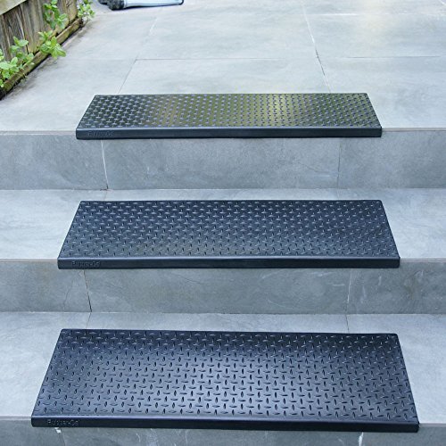 Rubber-Cal "Diamond-Plate Non-Slip Rubber Tread Stair Mats (6 Pack), Black, 9.75" X 29.75", 25 x 76 cm (Rectangular) - Image 3