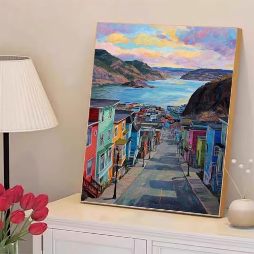 Kit Diamond Painting Adulte Ville Océan 60x90cm avec Strass Brillants