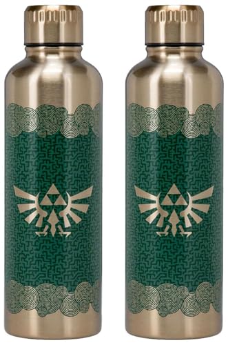Paladone Tears of The Kingdom Bouteille d'eau en métal sous licence officielle Zelda pour fan de gamer, accessoire de bureau pour tous les âges, collection