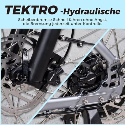 SAXONETTE E Fahrrad Herren 27.5 * 2.35 Zoll mit 36V 13Ah Akku, E Bike Erwachsene mit Hydraulische Scheibenbremse, 7 Gang Kettenschaltung Pedelec mit Federgabel, Gepäckträger für Herren/Männer – Bild 6