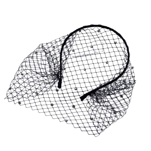 Damen Hut Hochzeit Tea Party Hut mit Strass Schleier Stirnband Clip Braut Diadem Abschlussball Party Ornament (black) Cover