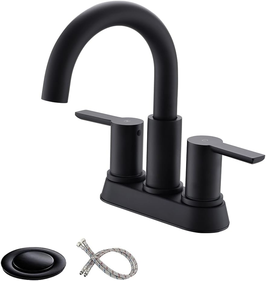 Amazon.com: Black Bathroom Faucet, Matte Black 3 Hole Bathroom Faucet ...