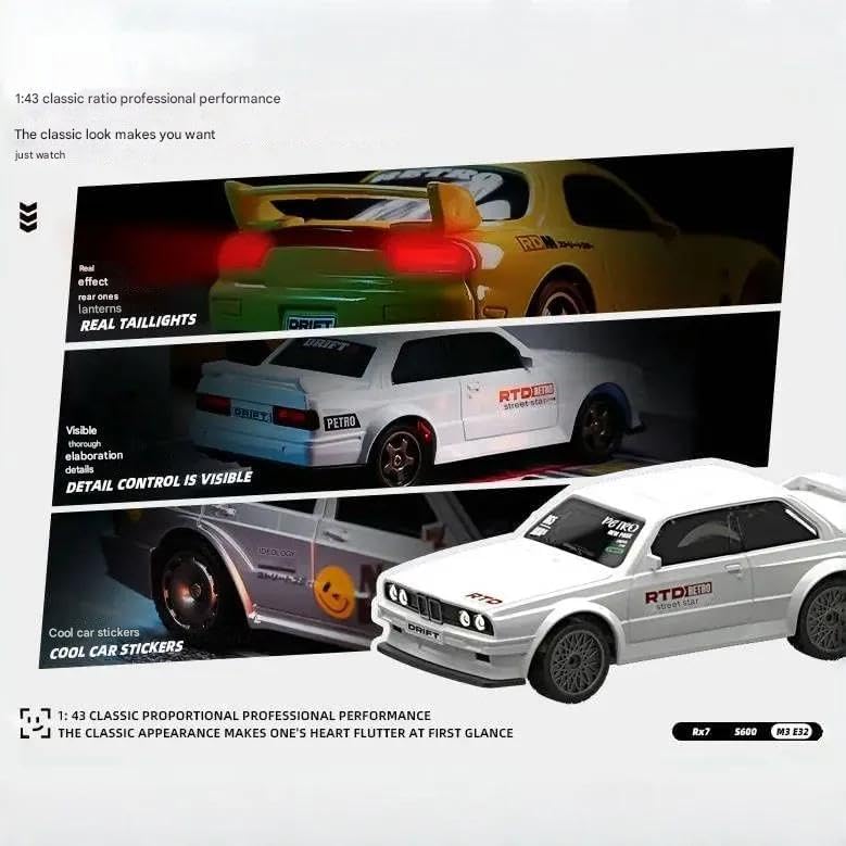 Image of Samtop Mini RC Drift Car for Adults, 1 /64 Rc Small RC Car Desktop Remote Control Cars with LED Lights, 4 * 4 Desk Drifting Crawler for Race, Hobby Gifts and Toys (AE86)