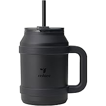 REDUCE Reusable 50 oz Cold1 Water Tumbler &ndash; Ergonomic Handle &ndash; Double-Wall Insulation &ndash; Sturdy Desktop/Tabletop Mug with Lid and Straw &ndash; BPA-Free &ndash; Stainless Steel for Gym, Home, or Office&ndash; Phantom