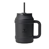 Reusable 50 oz Cold1 Water Tumbler – Ergonomic Handle – Double-Wall Insulation – Sturdy Desktop/Tabletop Mug with Lid and Straw – BPA-Free – Stainless Steel for Gym, Home, or Office– Phantom