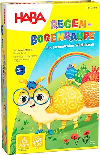HABA Sammelspiel Regenbogenraupe – Farben Lernen & Zuordnen – Legespiel ab 3 Jahren – Reisespiel für 2–4 Spieler – Fördert Farbverständnis – Kompakt – 1306985001