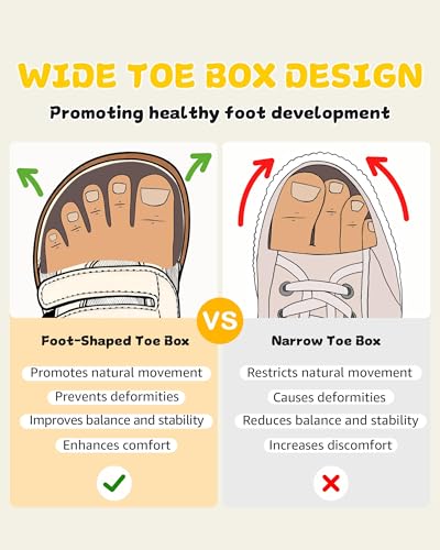 Image of Toddler Wide Toe Box Barefoot Shoes for Boys & Girls Zero Drop Sneakers Little Kids Tennis Running Casual Shoes Baby First Walking Non-Slip Shoe Lightweight Comfort Outdoor Activities