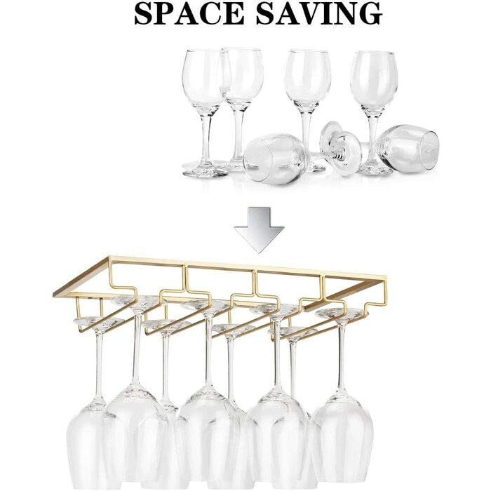 Image of Unique Lifestyle Hanging Metal Wine Glass Rack /Holder Upside Down Glass Hanging Organizer for Pubs /Kitchen cabinet /Hotel /Bars