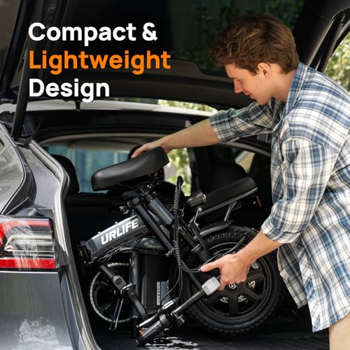 URLIFE 14" Electric Bike, Portable E-bike with 48V 7.5AH Removable Battery 250W Powerful Motor, 60 KM Max Range, Folding Ebike LCD Display, Electric Commuter Bicycle for Adults and Teens(Gray) - Image 4