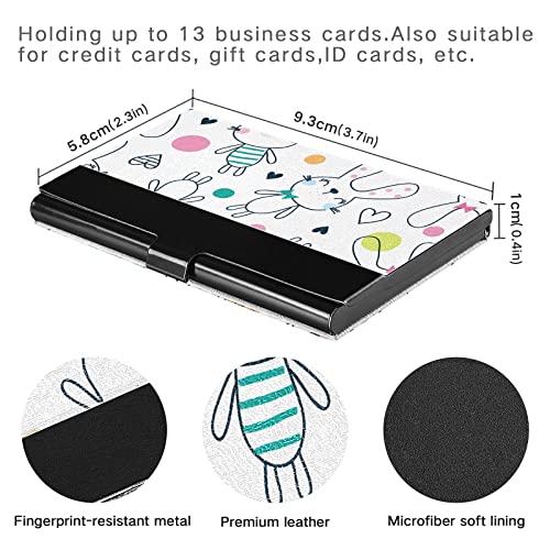 OTVEE Cute Cartoon Bunny Business Card Holder Wallet Stainless Steel & Leather Pocket Business Card Case Organizer Slim Name Card ID Card Holders Credit Card Wallet Carrier Purse for Women Men3