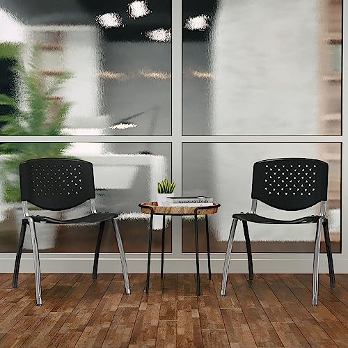 Flash Furniture 5-RUT-F01A-BK-GG Hercules Series Plastic Contoured Lobby Chairs With Perforated Backs, Ergonomic Stacking Chairs For Offices thumb #7