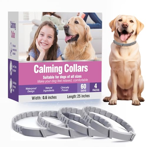Dog Pheromone Calm Collars 4 Packs Calming Collar for Dogs 25 Inches Size Flexible Adjustable Relief Anxiety Stress Separation Lasts 60 Days Relieve Bad Behavior for All Small Medium and Large Dog