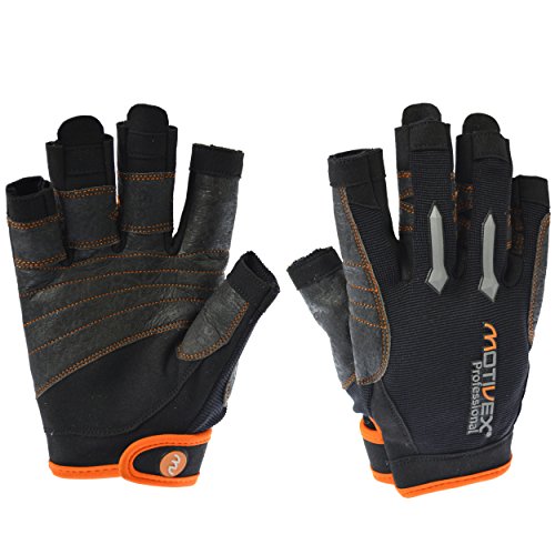 MOTIVEX® Professional Segelhandschuhe schwarz/orange, Größe L