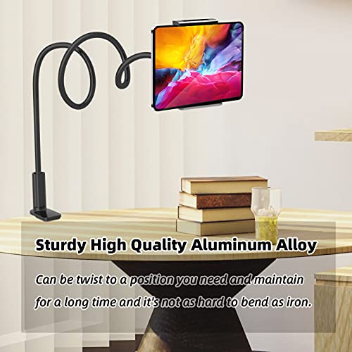Image of Phone Holder for Bed,360 Flexible Lazy Tablet Stand for Desk,with Adjustable 39.4 inch Long Arm Clamp Bracket Mount Stand for 4.7~10.5 inch iPhone /iPad Air /Pro /mini /Tablet /Switch,Black