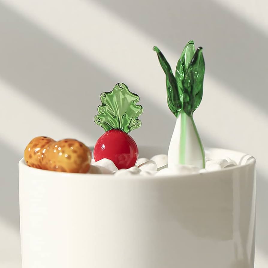 野菜　ガラス細工　ミニチュア ガラス細工 金魚鉢と金魚（L）赤クリア 砂付 ミニチュア 雑貨 置物