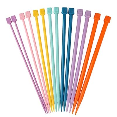 Coopay Plastic Straight Knitting Needles (7 pairs)