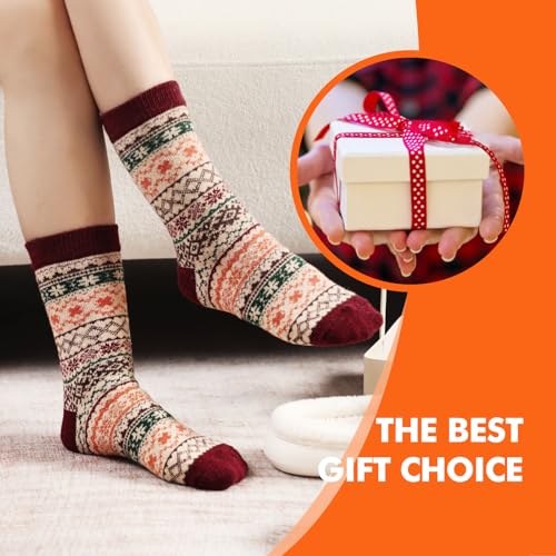 Tavaleu Wool Socks - Wool Socks for Women Soft Warm Winter Vintage Crew Socks Casual 7