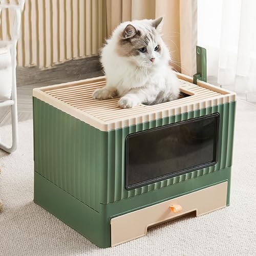 Caixa de Areia Fechada, Penico para Gatos Com Entrada Superior, Tipo Gaveta de Entrada Superior Dobr