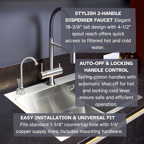 Image of Westbrass DT1F262-05 Docalorah 10 inch 2-Handle Hot and Cold Water Dispenser Faucet with Digital Tank and Filter, Polished Nickel