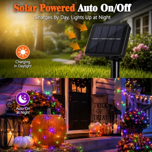 Amazon Haul: 2 Pack cshare Halloween Solar Fairy Lights 16.4FT 50LED Each, Orange Purple Green Halloween Lights Waterproof Outdoor Black Wire String Lights - image 6