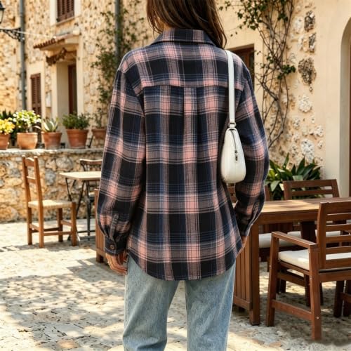 Plaid Shirts for Women Collared Long Sleeve Button Down Shirt Fall Tops - image 6