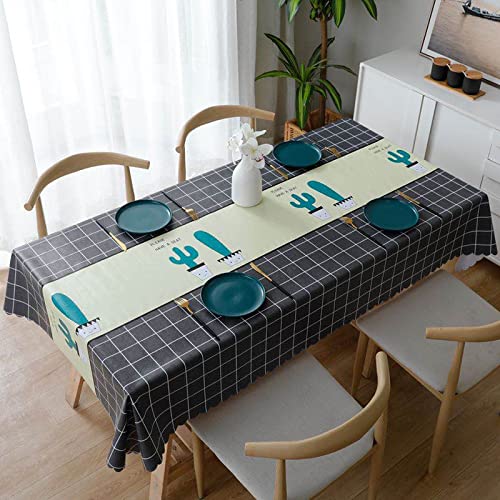 PVC tablecloth, waterproof, oil-proof and anti-chili oil disposable, Heige cactus coffee table table mat 90*90cm Heige cactus