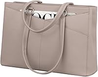 Vista 42 de LOVEVOOK Bolsa para laptop de 15.6 pulgadas para mujer, bolsa de mano impermeable de cuero, maletín para computadora para mujeres de negocios, bolsa