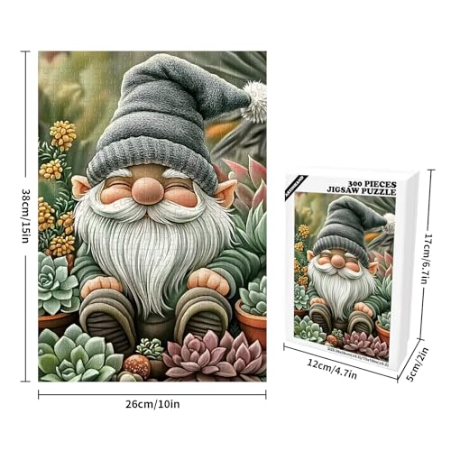 Puzzle para adultos de 300 piezas Gnome Succulents Rompecabezas de plantas verdes 15x10 pulgadas miniatura 2