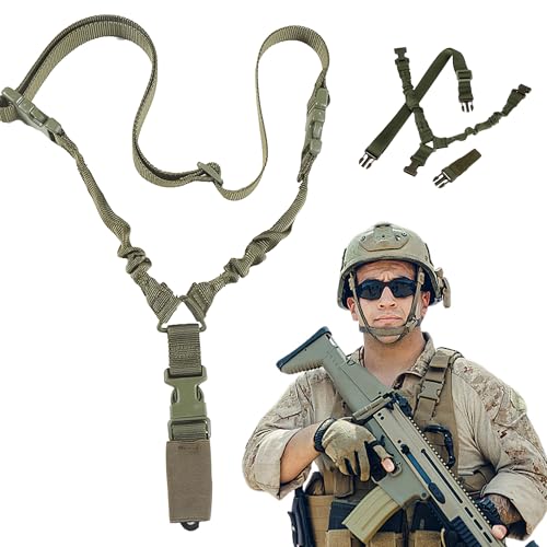 CXAFQ Elemento De Amarre De Un Punto, Correa Portafusil 1 Punto, Cabestrillo De Rifle, Tactical 1 Punto Sling, Correa Bungee para Armas, Liberación Rápida Flexible Ajustable