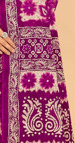 Image of TAMAIRA FASHION Mulmul Pure Cotton Saree For Woman Floral Batik Printed |Office Wear Daily Wear Sarees For Women Without Blouse Piece (Available in 16 Colours)