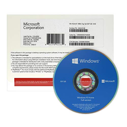 Microsoft Windows 10 Home OEM 64 bit DVD | Full Product | English Language | Final Sale