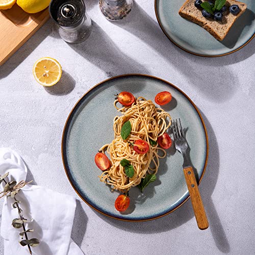 Leratio Ceramic Dinner Plates Set Of 6, 10.5 Inch Reactive Glaze Porcelain Plates, Modern Shape Dinnerware Dishes Set For Kitchen,Microwave&Dishwasher&Oven Safe, Scratch Resistant-Gray Blue #TOP3