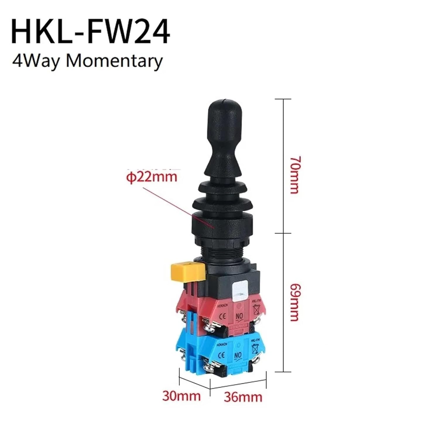 22mm Cross Switch 2 4 Way Position Reset Momentary Self Locking Latching Master 4NO HKL-FW12 1Pcs(4way Momentary)