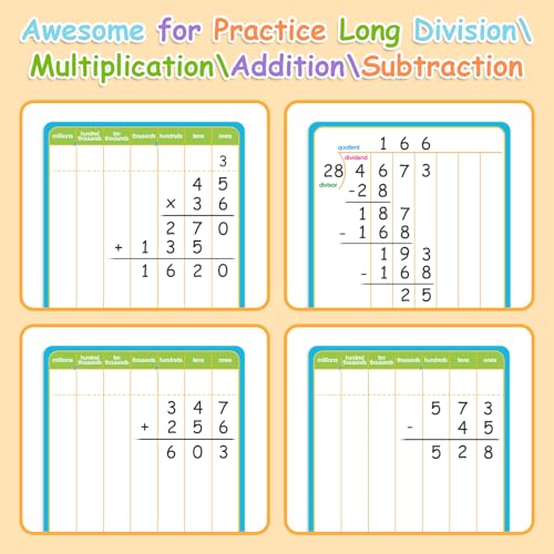 PraxiKidy 12 Pack Long Division Dry Erase Card Chart,12" x 9" Multiplication Flash Card Math Manipulative Small Whiteboard for Student Teacher 2ND 3RD 4TH Grade Classroom Homeschool Supplies Essential — view 3