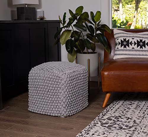 Birdrock Home Buds Pouf Foot Stool Ottoman - Knit Bean Bag Floor Chair - Cotton Braided Cord - Great For The Living Room, Bedroom And Kids Room - Small Furniture (Grey - Buds) #TOP4