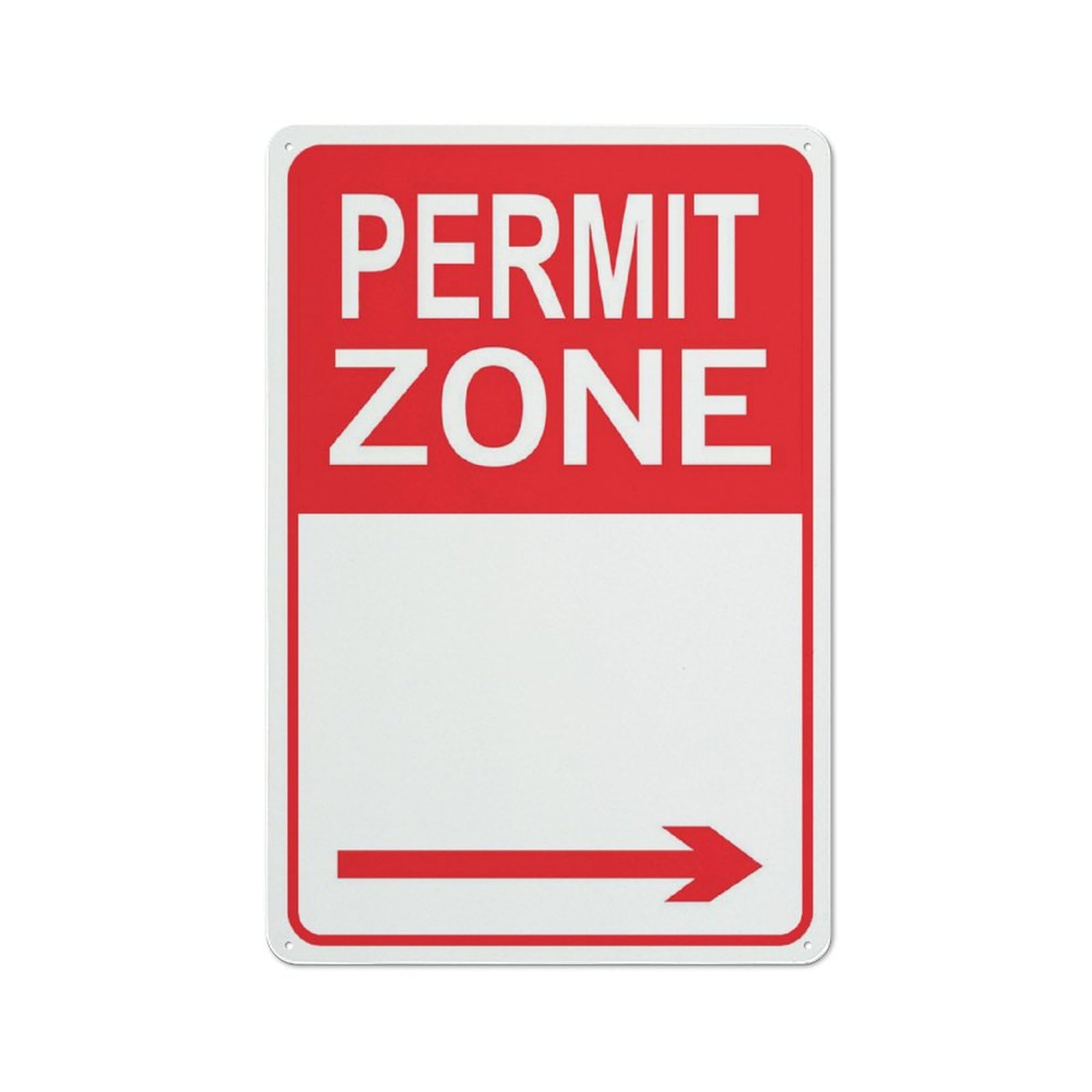 Permit Zone (Right) Sign, 8x12 Inch Outdoor Metal Sign for Business, Workplace, Office, Home, Garden
