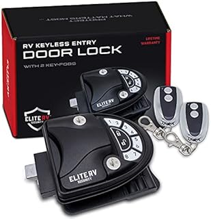 Elite RV Security - RV Keyless Entry Door Lock/Latch - Easy to Read Backlit Keypad w/2 Key Fobs - 100% Metal RV Door Lock - Easy to Install - Adjustable Volume - USA Owned and Operated - 2 Keys