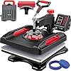 VEVOR Heat Press Machine, 5 in 1 Dual Display T-Shirt Heat Press Transfer 38 x 38 cm Drukkerij Machine Swing Away, Heat…