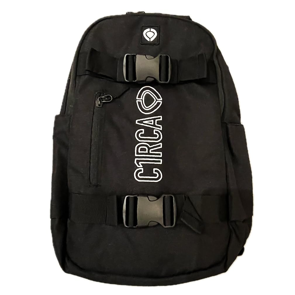 C1RCA Zaino logo BACKPACK doppio scomparto con porta skateboard 24 litri - nero