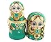Winterworm Cute Little Girl with Big Braid Handmade Matryoshka Wishing Dolls Russian Nesting Dolls Set 7 Pieces Wooden Kids Gifts Toy Home Decoration Green
