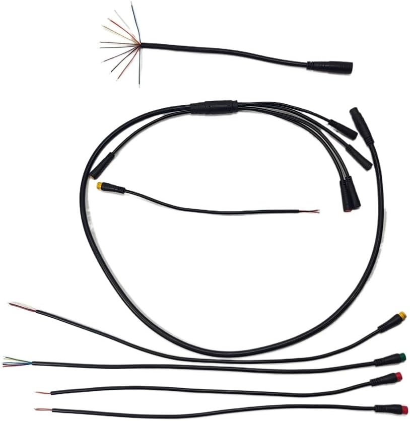 Compatible with Ebike Waterproof Connector Cable 1 to 5 Integration Line with 10‑Pin Main for Electric for Bicycle Headlight Display Throttle Brake, ABS and Copper Core Wiring Harness