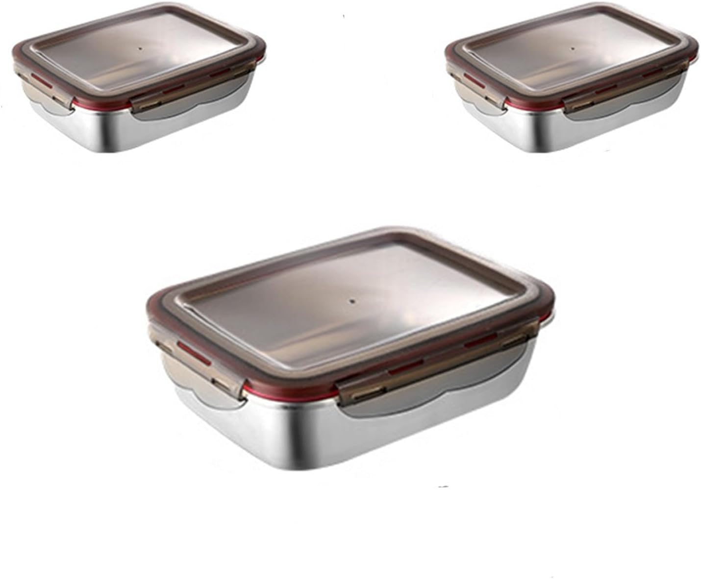 Stainless Steel Food Storage Box, Silicone Leak-proof Lunch Box, Nested Storage Storage,Support Large Sets For Small Ones，More Space-saving(220ml+600ml+1500ml+2900ml)