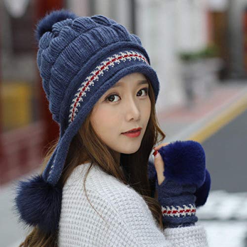 Ensemble hiver femme bonnet en tricot épais et gants à offrir