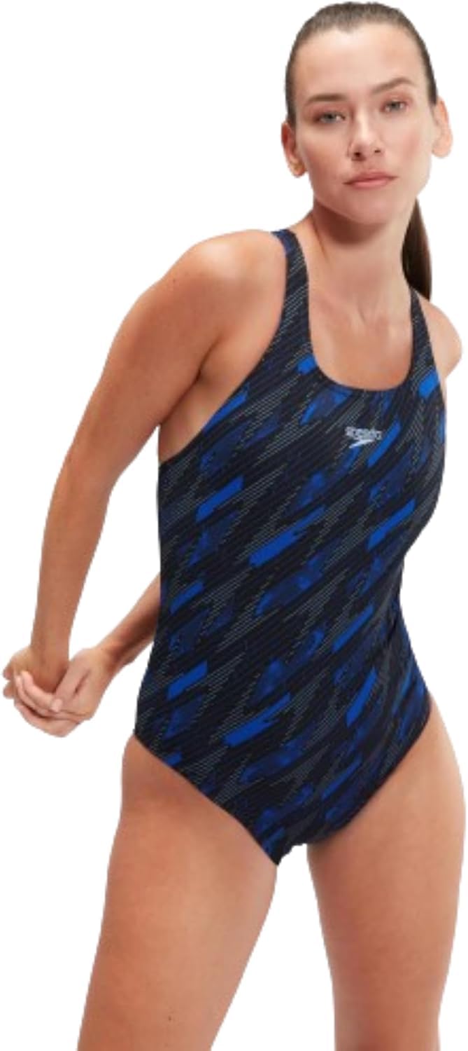 Speedo Women's Hyperboom Allover Medalist Swimsuit,Quick Drying, Fitness, Chlorine Resistant