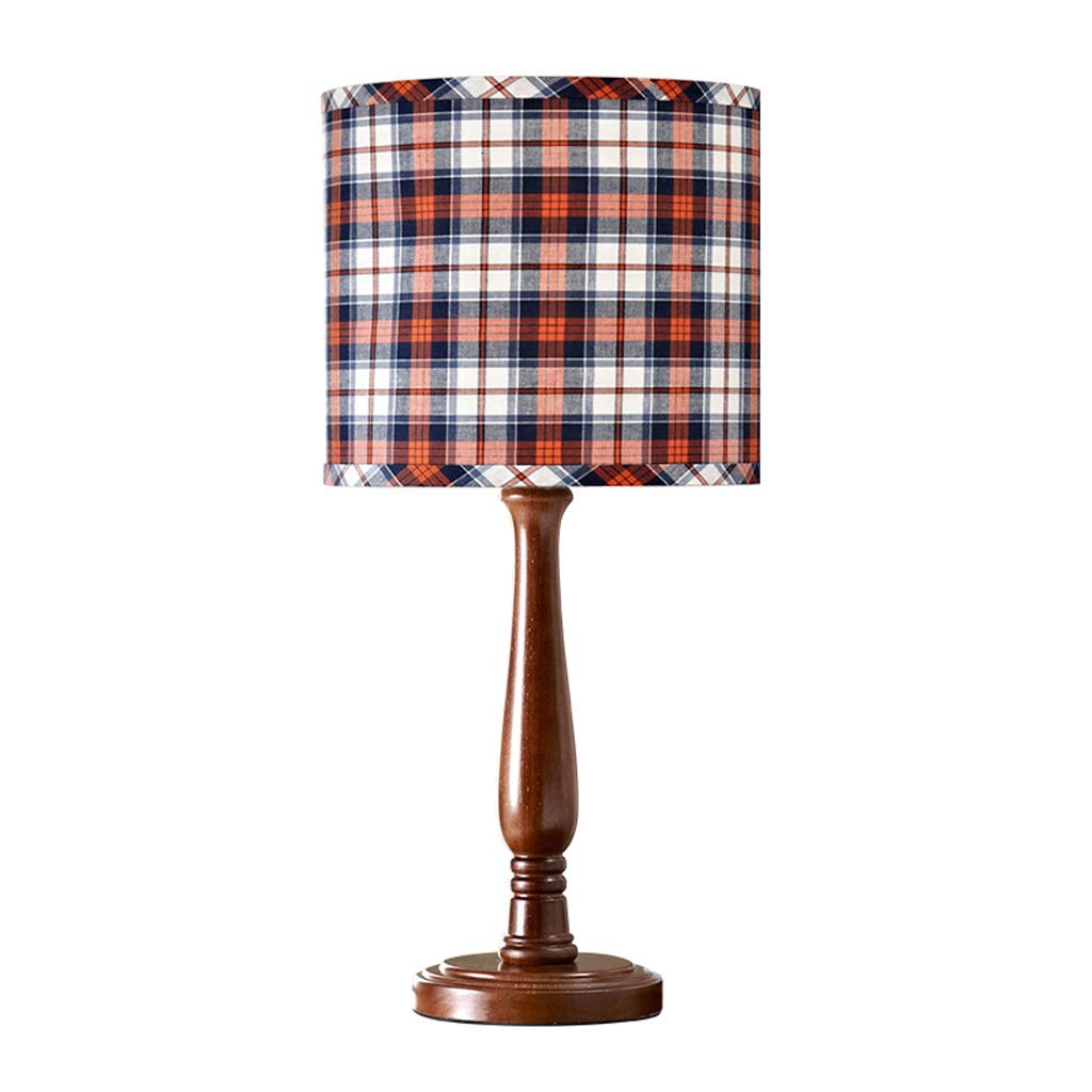 Bedroom Bedside Lamp Star Table Lamp Bedroom Bedside Lamp European Boy Solid Wood Lamp Home Lighting Table Lamp Fabric Shade (Color : E)