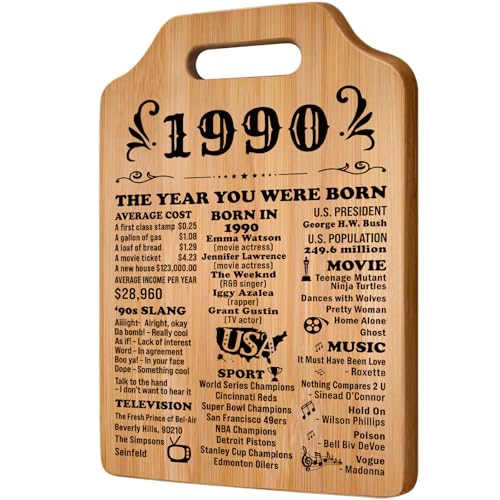 YUEYUQIU 35th Birthday Gifts for Women Men - 35 Years Old Birthday Gifts Cutting Board Vintage 1990 Birthday Party Decorations, 35th Birthday Gifts for Her Him - Thirty Five Birthday Presents