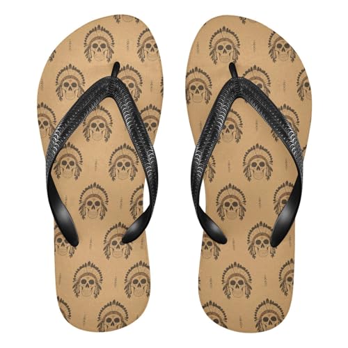 Skull Indian Brown Flip Flop Beach Summer Casual Sandal for Women & Men Shower Shoes 2301752