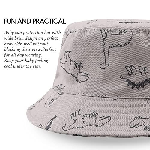 Dinosaur Baby Boys Sun Hat Cotton Toddler Girls Bucket Hats Summer Sun Protect Cap For Kids (Gray Dinosaur, 18.9"(6-12 Months)) #TOP2