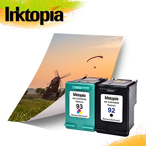 Inktopia Remanufactured Ink Cartridges Replacement For Hp 92 And 93 C9513Fn C9362Wn C9361Wn For Hp Photosmart 7850 C3150 C3180 Deskjet 5440 5420 Psc 1510 2525 Printer (1 Black, 1 Tri-Color) 2 Pack #TOP1